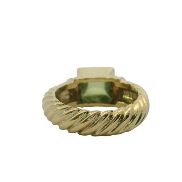 Vintage David Yurman 14kt Yellow Gold Sugarloaf Tourmaline Cable Ring Size 6.5 - Picture 4 of 7